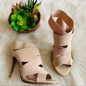 Jaggar Nude Leather Upper Stretch Bondage Heels